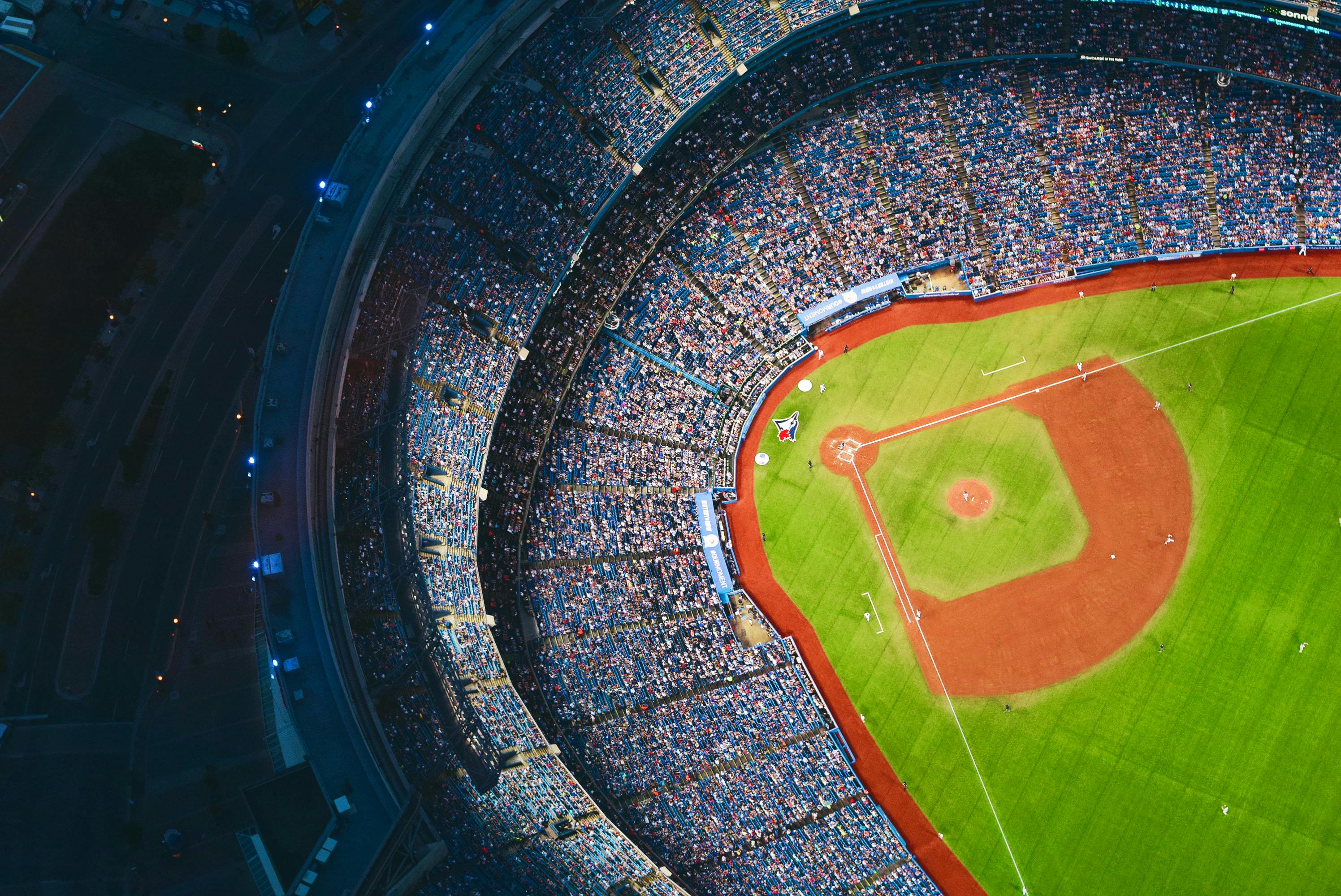 Baseball stadium aerial view